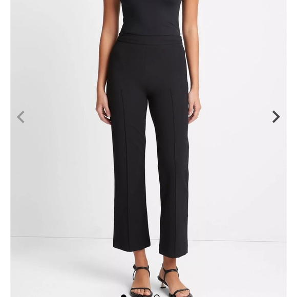 Vince Pants - Vince Mid Rise Pintuck Crop Flare Pants Side Zip Slacks Pockets Black Size Med